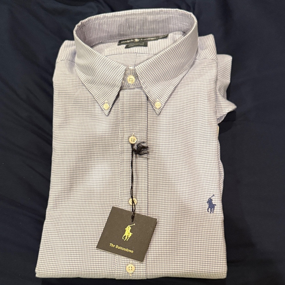 Ralph Lauren Men’s Navy Micro-Check Button-Down Shirt NWT